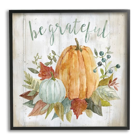 Stupell Industries Be Grateful Autumnal Botanicals Framed Giclee Art
